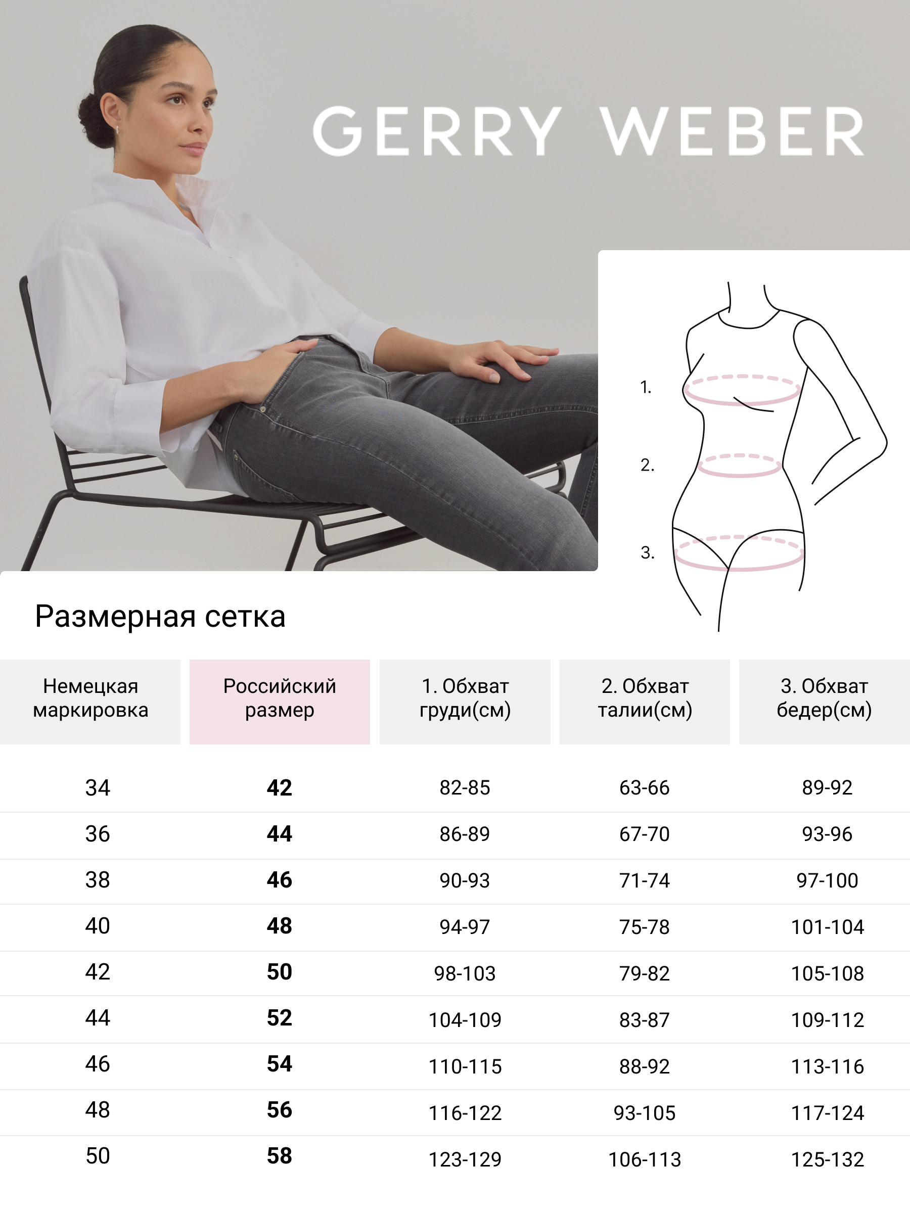 Таблица размеров GERRY WEBER