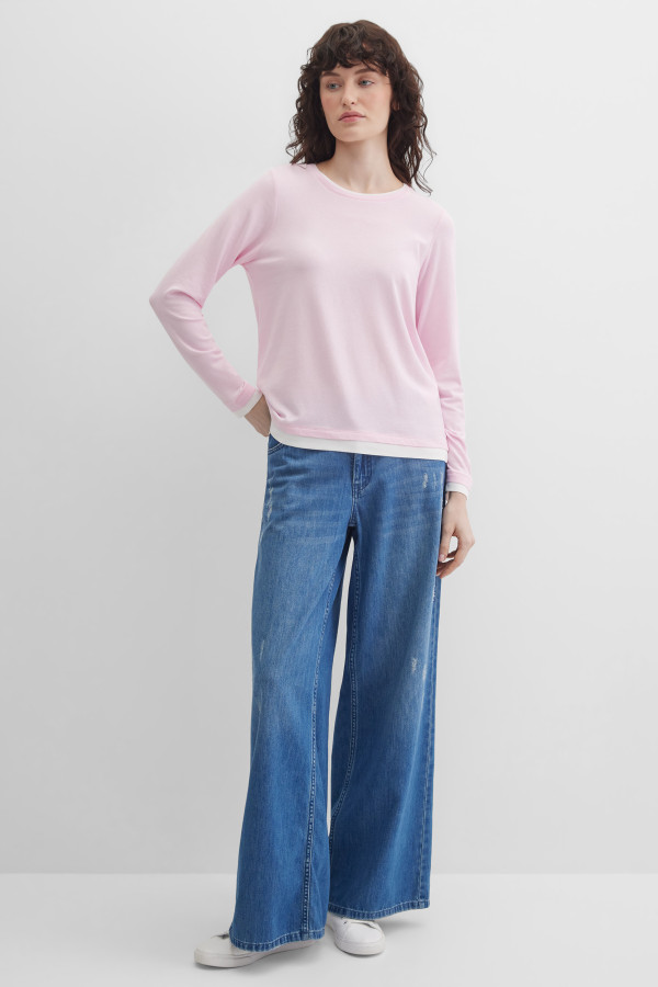 Лонгслив с контрастной отделкой