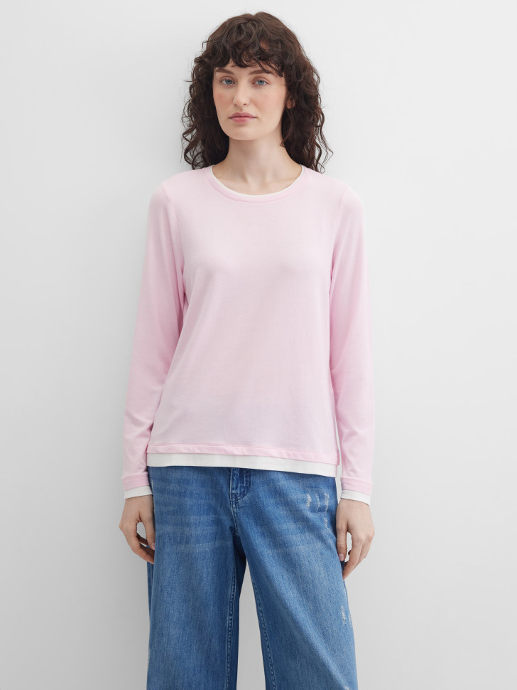 Лонгслив с контрастной отделкой