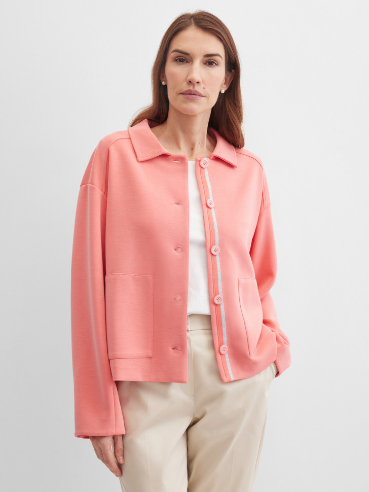 Жакет трикотажный с накладными карманами