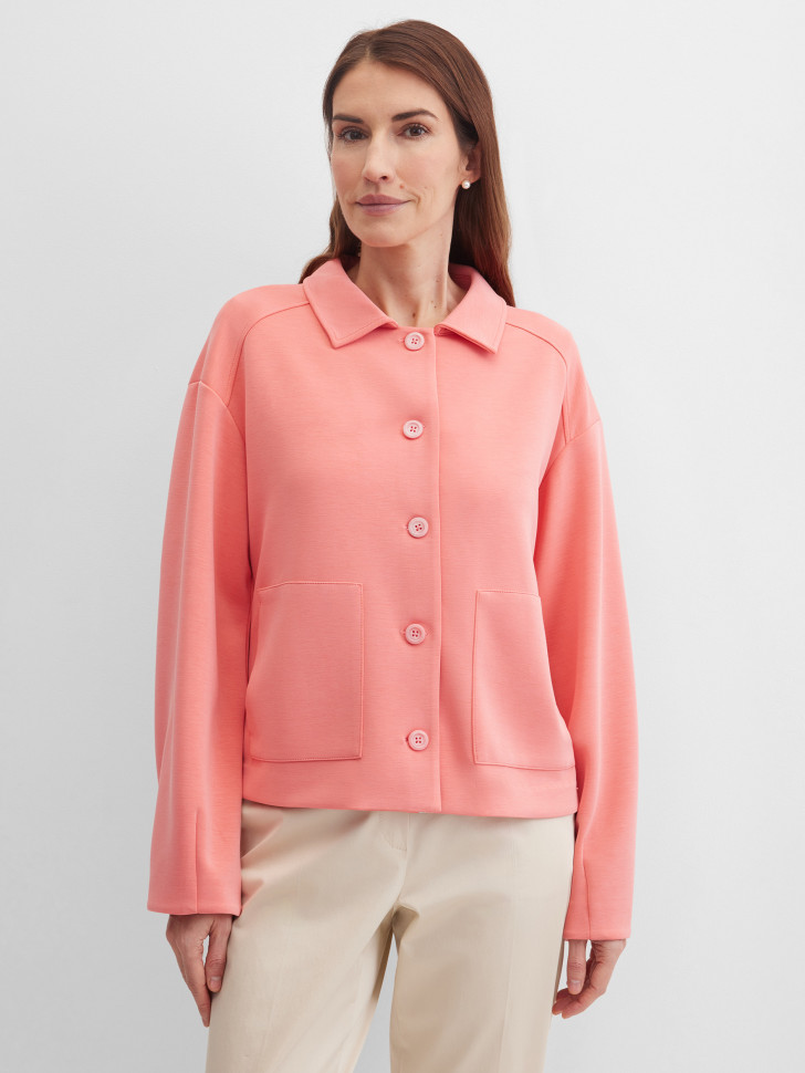 Жакет трикотажный с накладными карманами