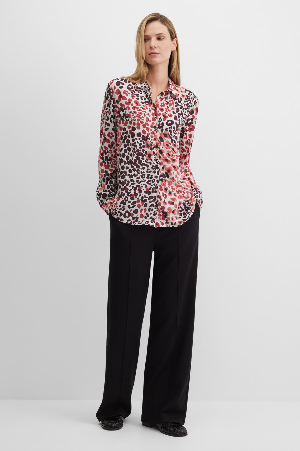 Блузка с длинным рукавом из вискозы в принте