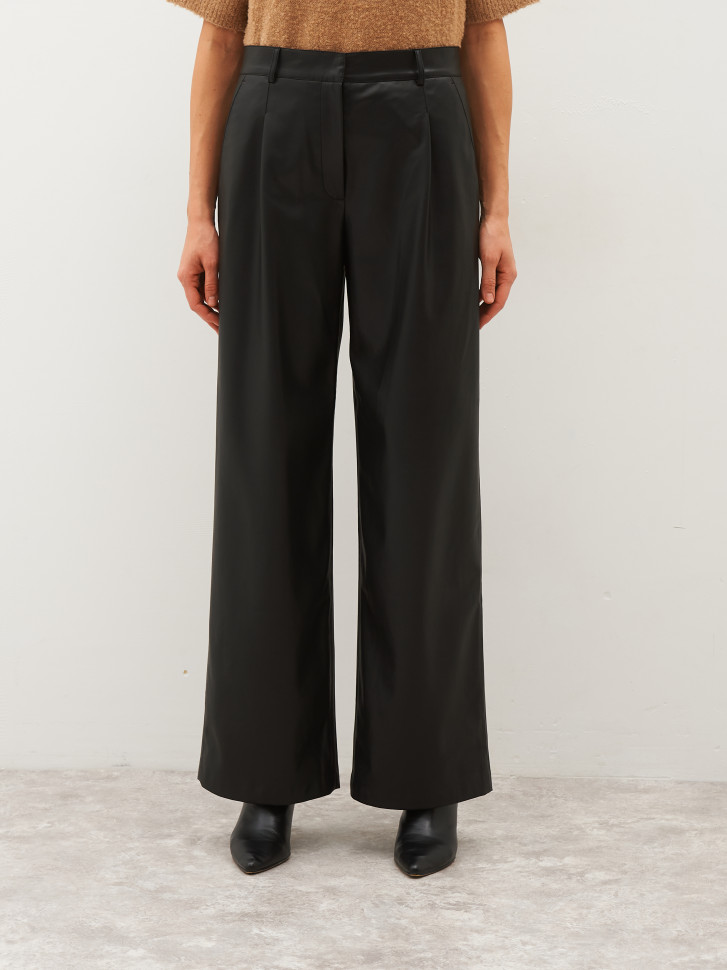 Брюки широкие из эко-кожи