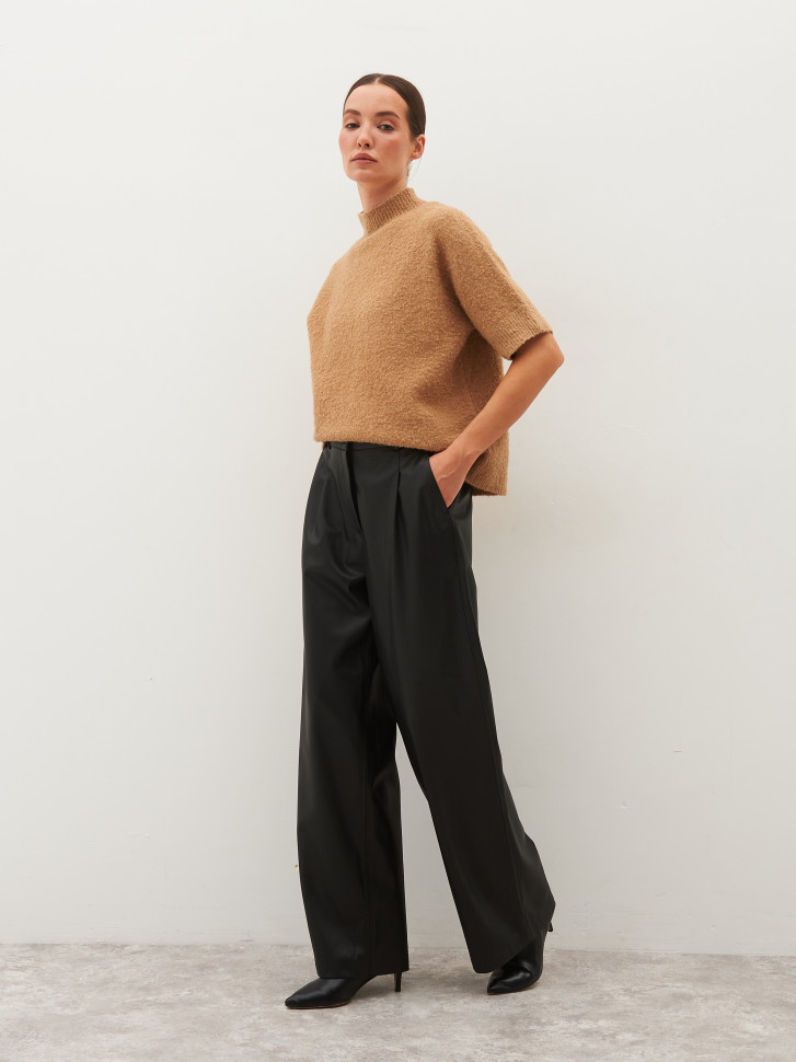 Брюки широкие из эко-кожи