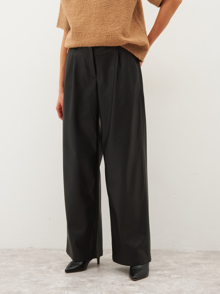 Брюки широкие из эко-кожи