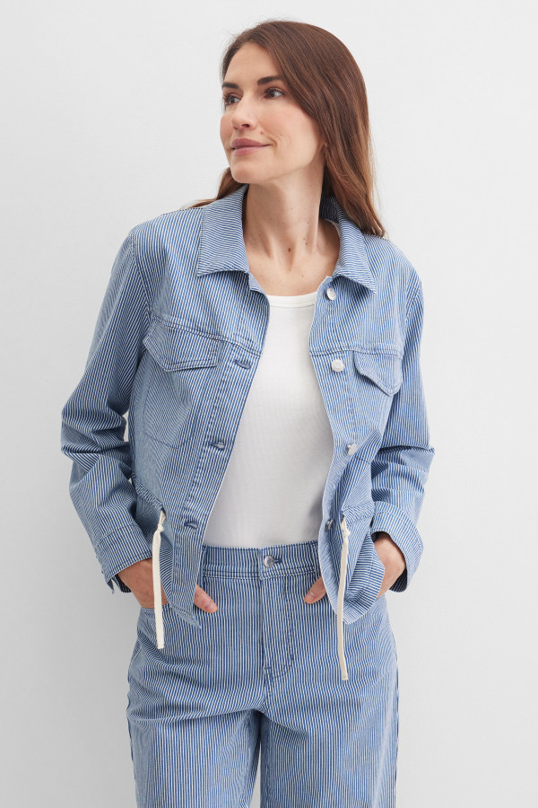 Жакет джинсовый в полоску