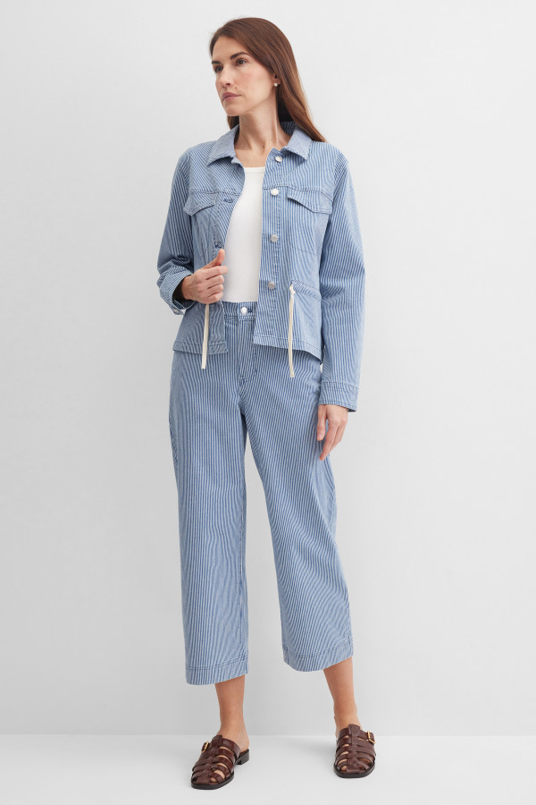 Жакет джинсовый в полоску