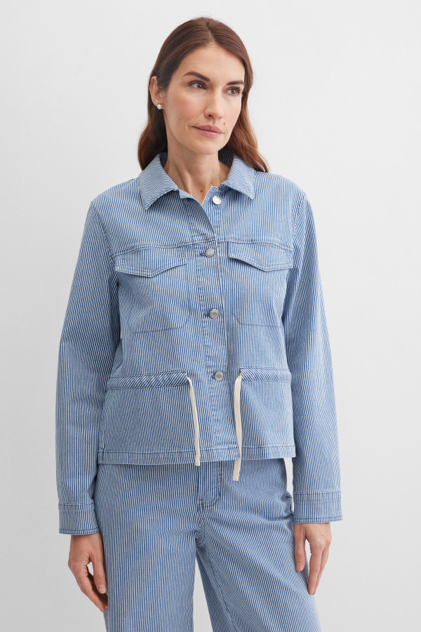 Жакет джинсовый в полоску