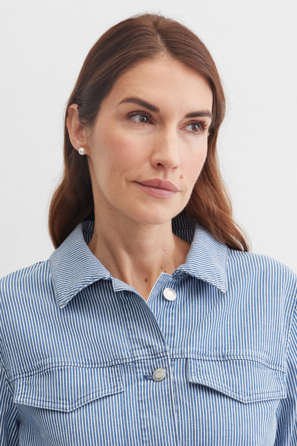 Жакет джинсовый в полоску