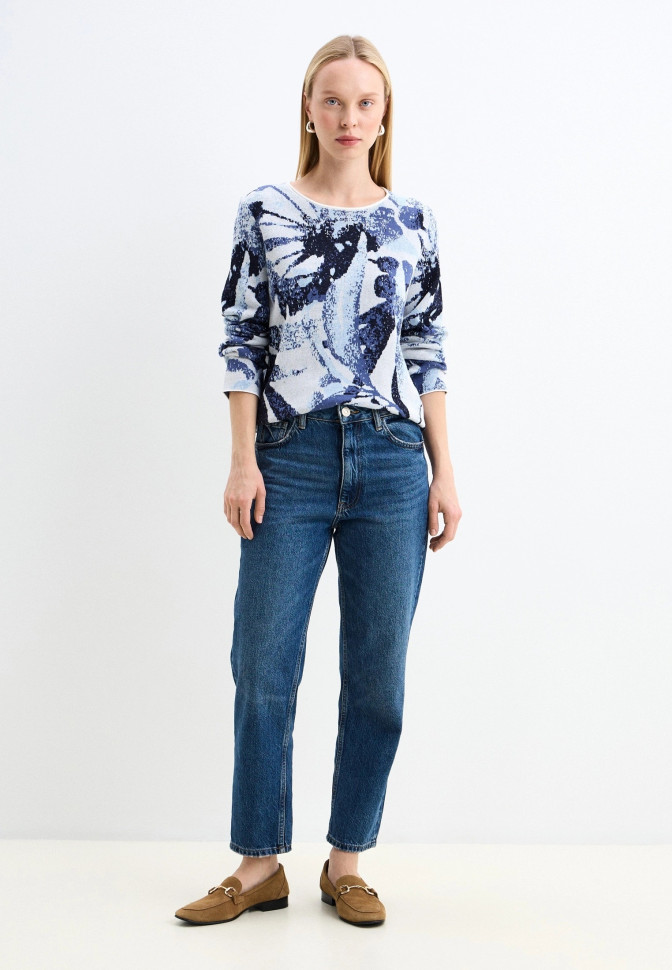 Джемпер с принтом прямого кроя