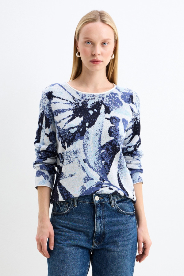 Джемпер с принтом прямого кроя