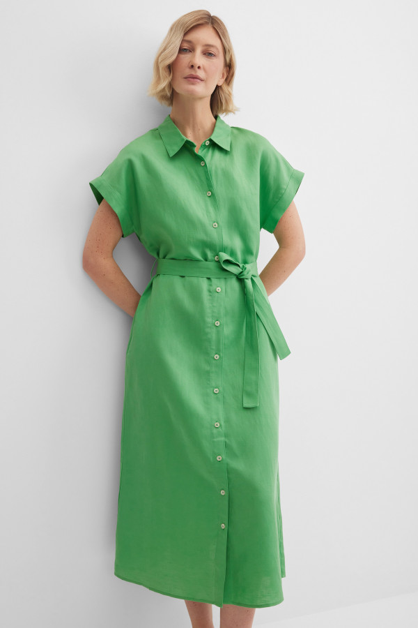 Платье-рубашка изо льна
