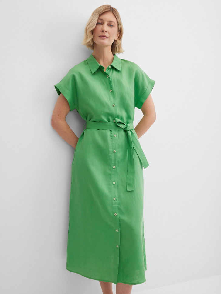 Платье-рубашка изо льна