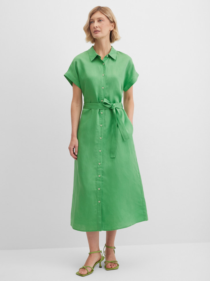 Платье-рубашка изо льна