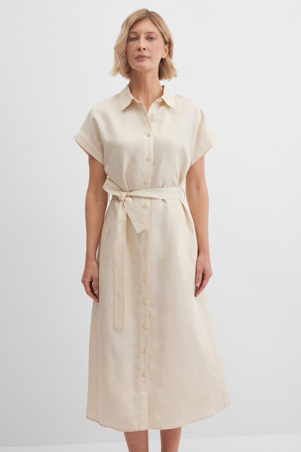 Платье-рубашка изо льна