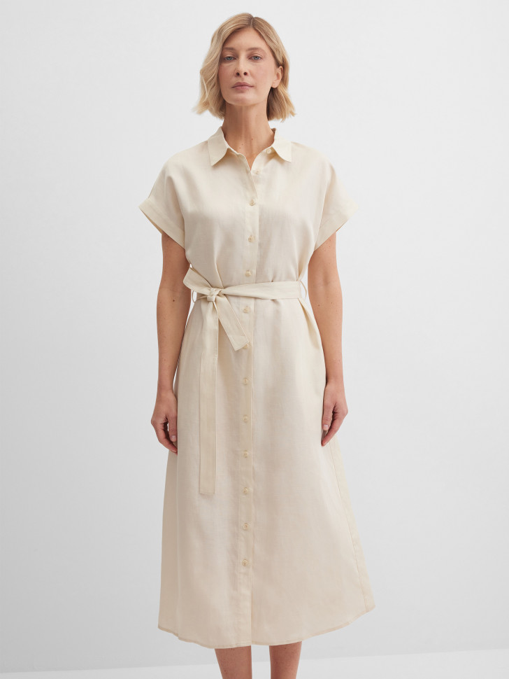 Платье-рубашка изо льна