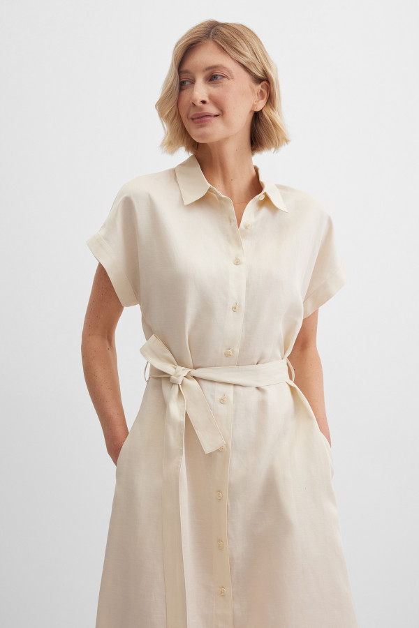 Платье-рубашка изо льна