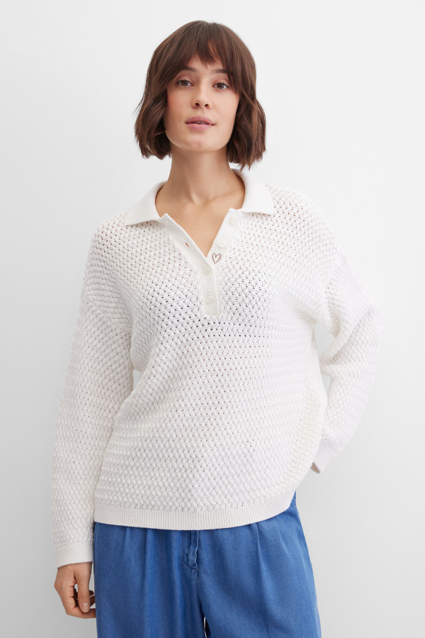 Джемпер-поло фактурной вязки