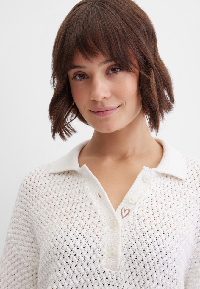 Джемпер-поло фактурной вязки