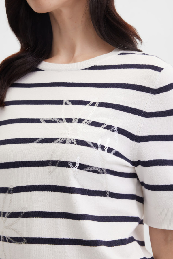 Джемпер с коротким рукавом в полоску