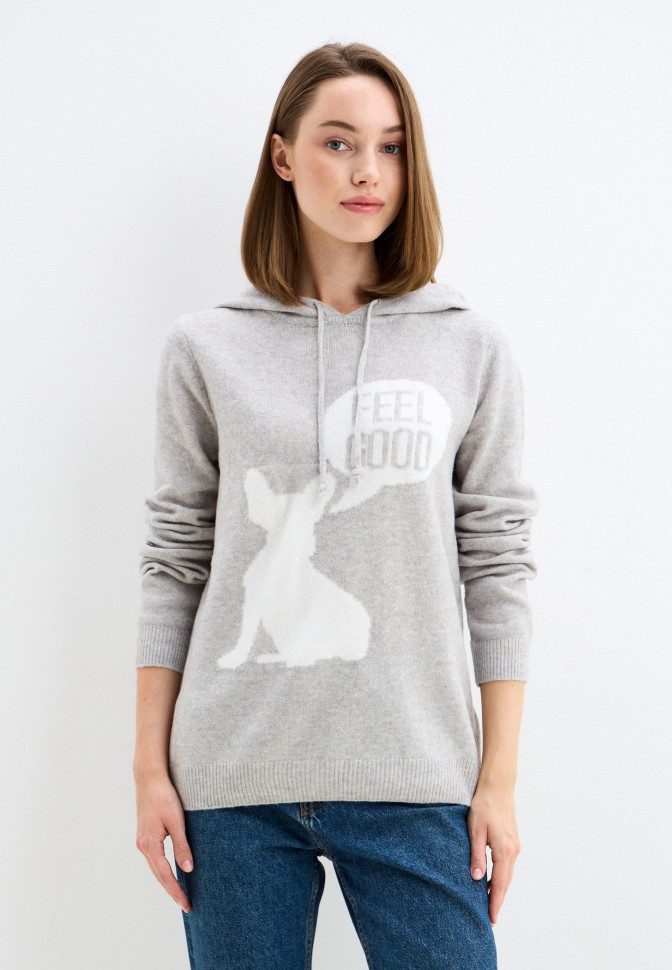 Джемпер прямого кроя с капюшоном