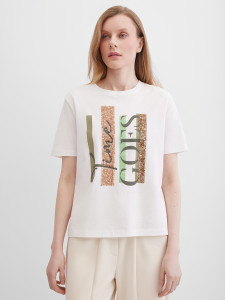 Футболка с принтом и пайетками