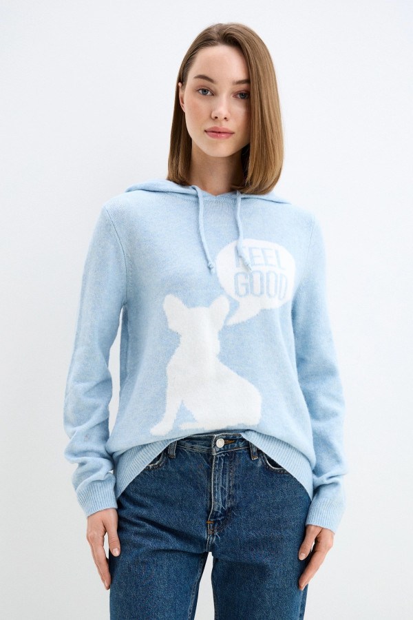 Джемпер прямого кроя с капюшоном