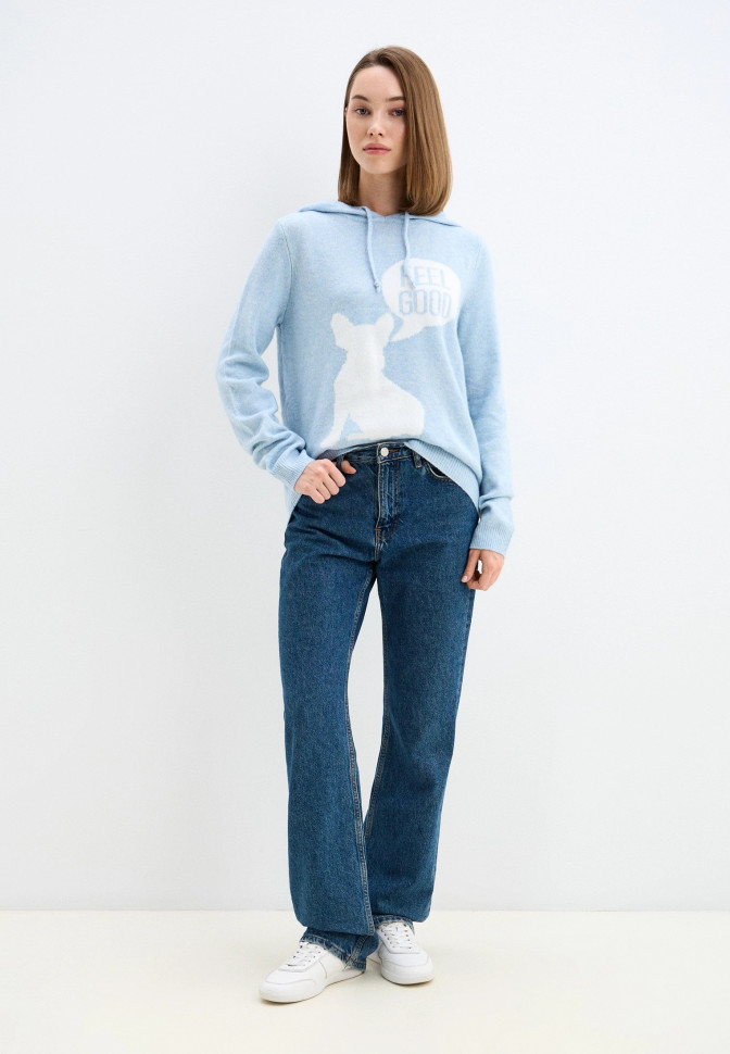 Джемпер прямого кроя с капюшоном