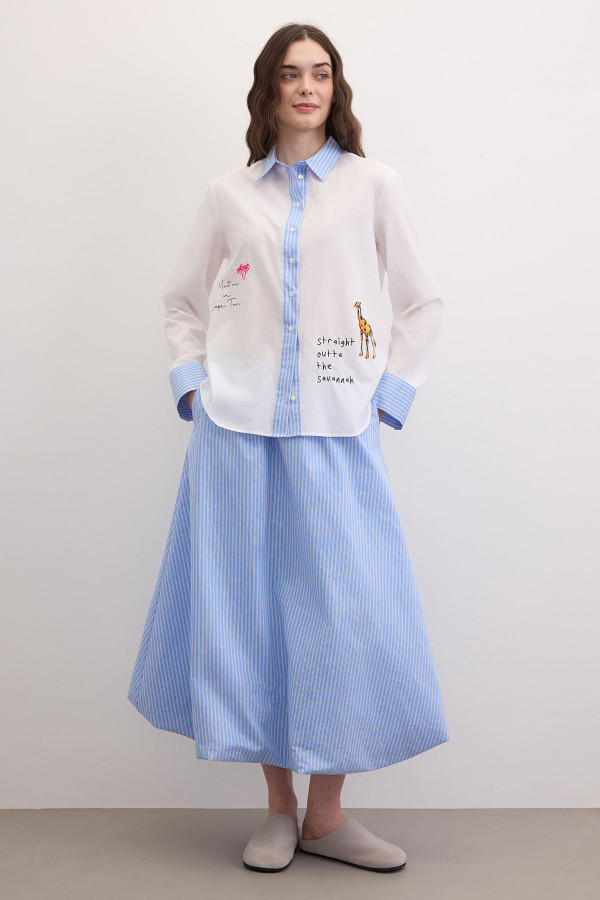 Рубашка с рисунками и вышивкой