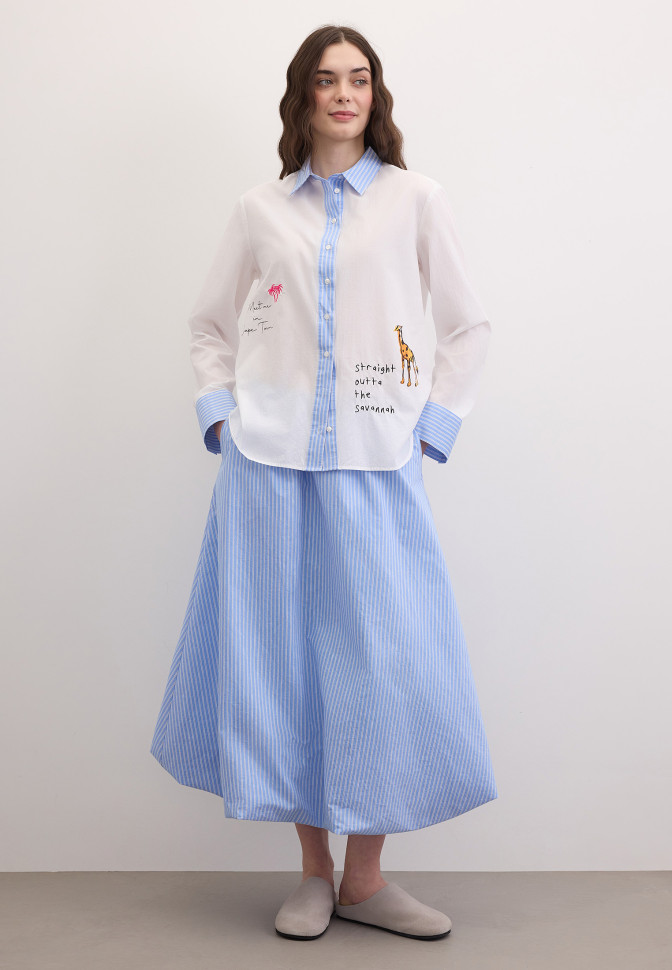 Рубашка с рисунками и вышивкой