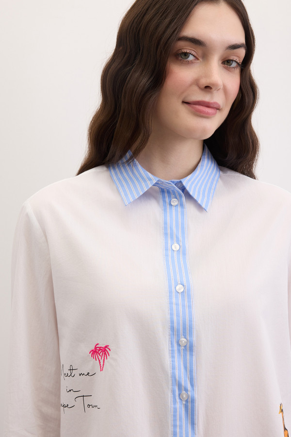 Рубашка с рисунками и вышивкой