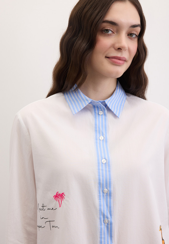 Рубашка с рисунками и вышивкой