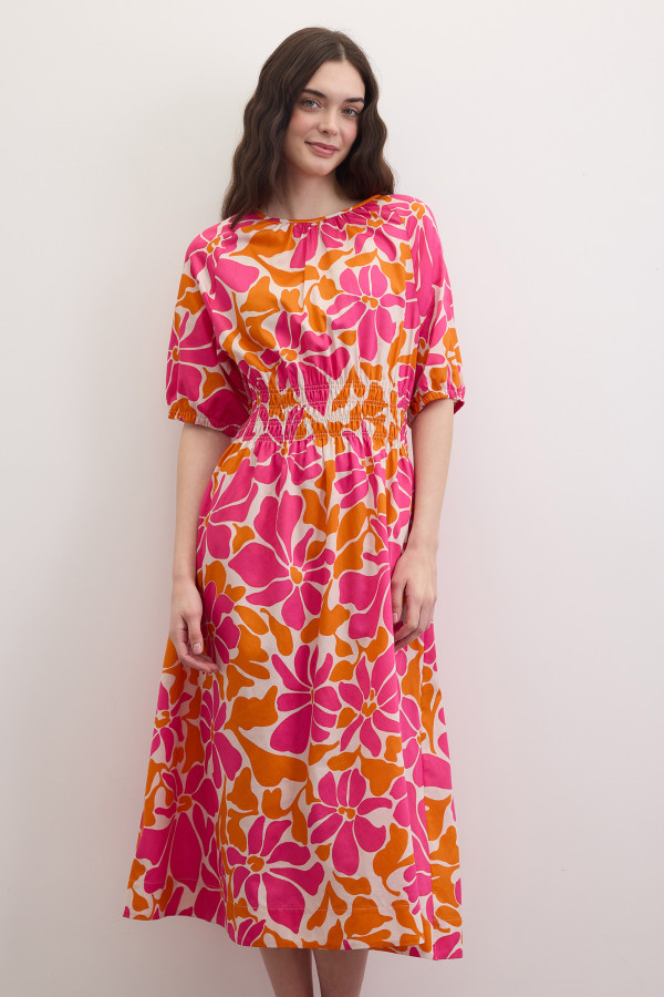 Платье миди с цветочным принтом