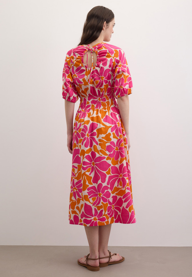 Платье миди с цветочным принтом