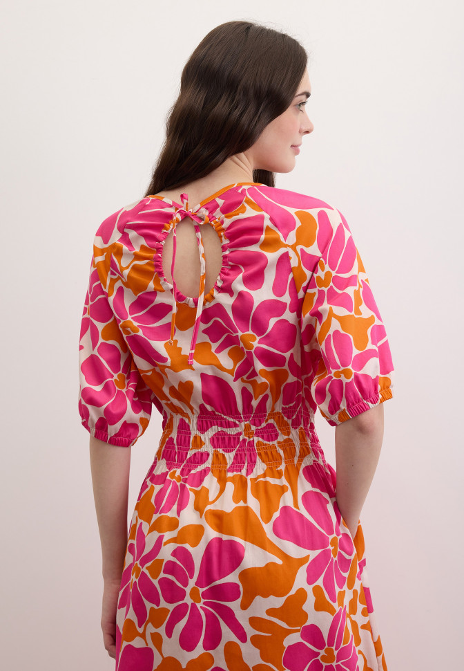 Платье миди с цветочным принтом