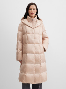 Пальто утепленное длинное стеганое пуховик с капюшоном