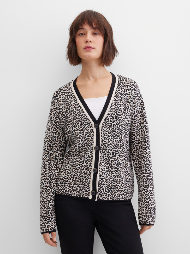 Кардиган трикотажный с анималистичным узором