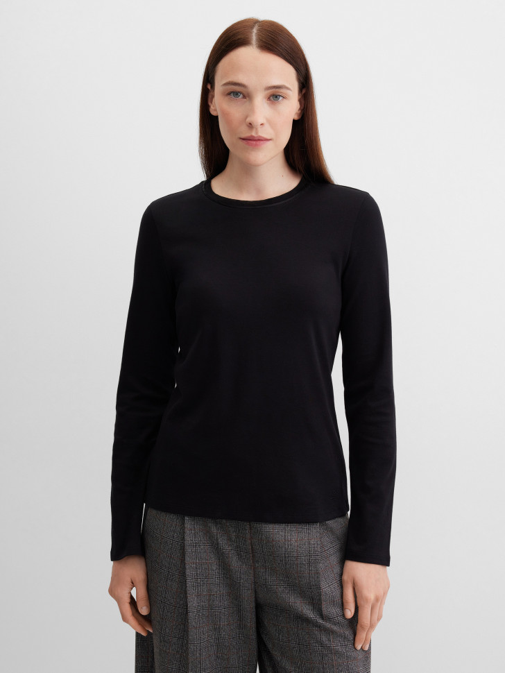 Лонгслив полуприлегающий базовый из хлопка Pima Cotton