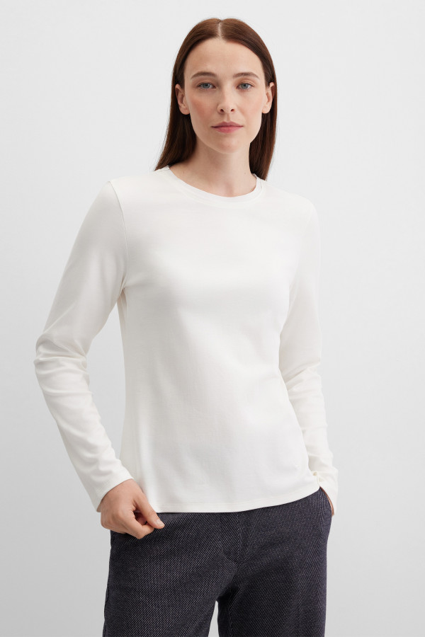 Лонгслив полуприлегающий базовый из хлопка Pima Cotton