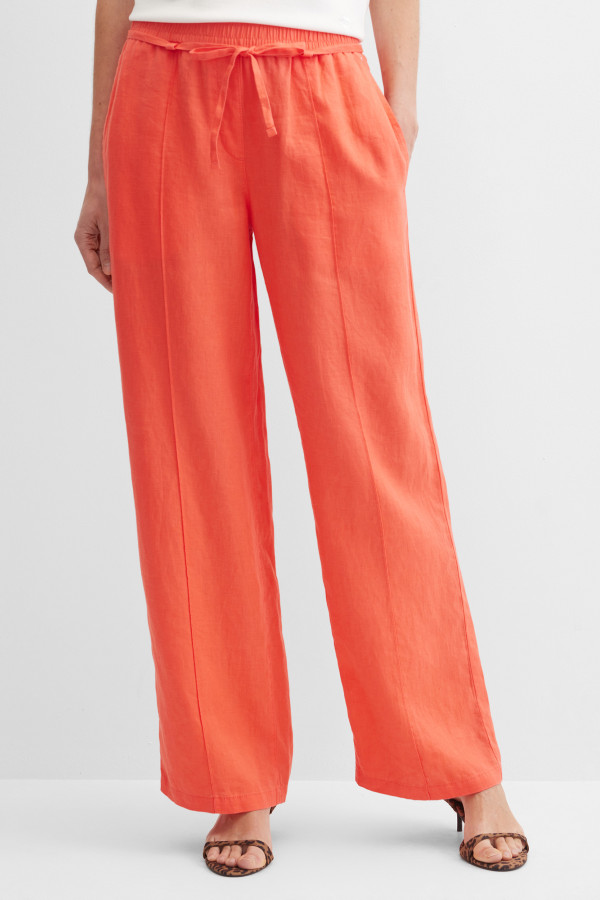 Брюки широкие из льна