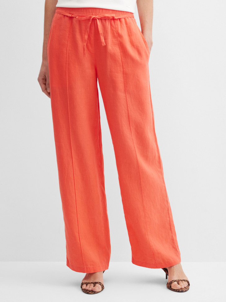 Брюки широкие из льна