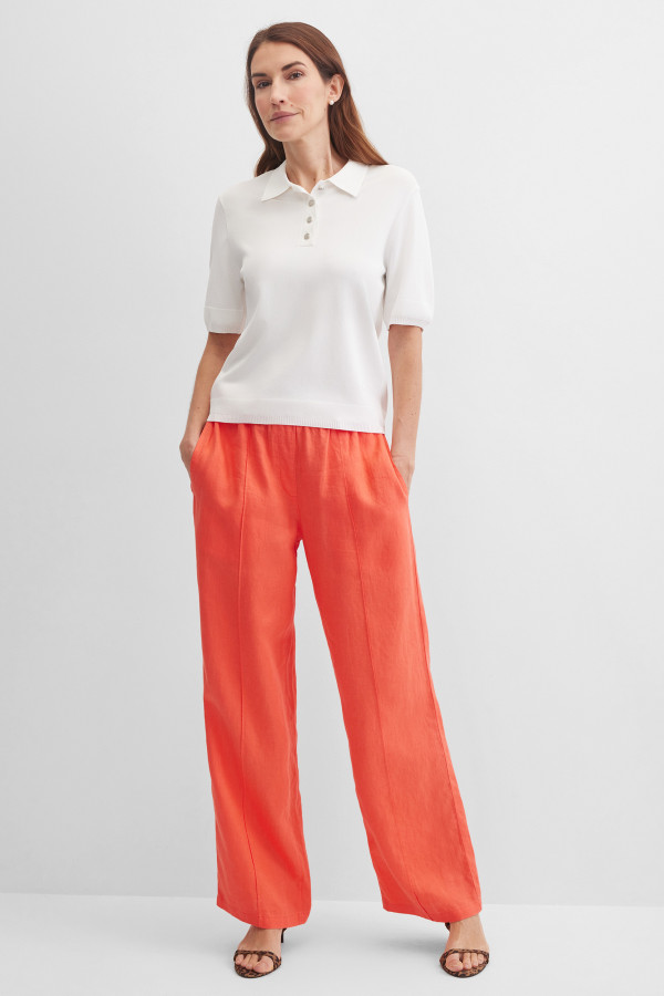 Брюки широкие из льна