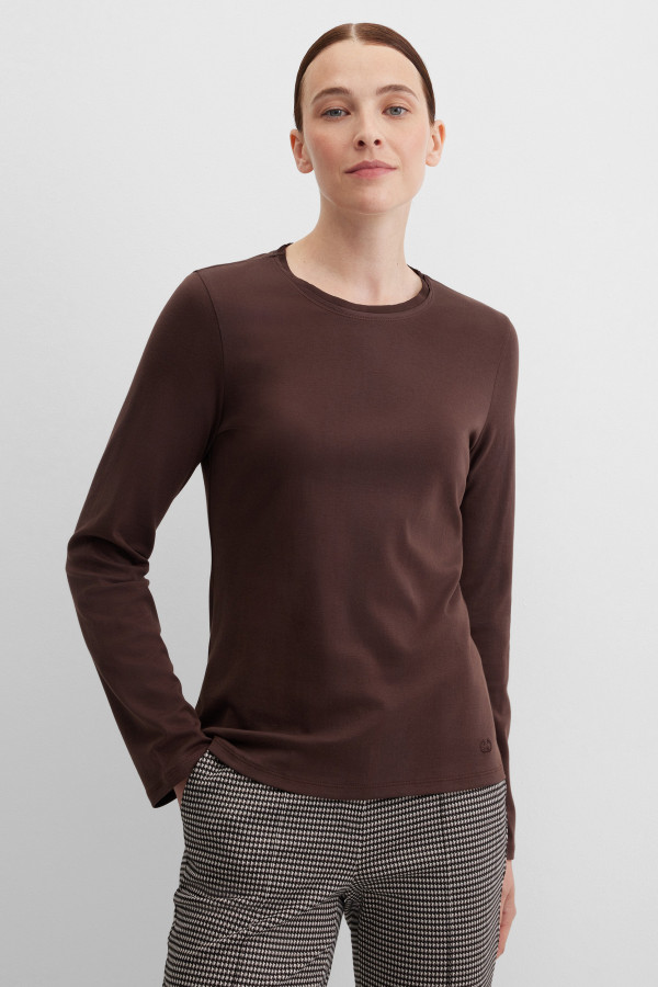 Лонгслив полуприлегающий базовый из хлопка Pima Cotton