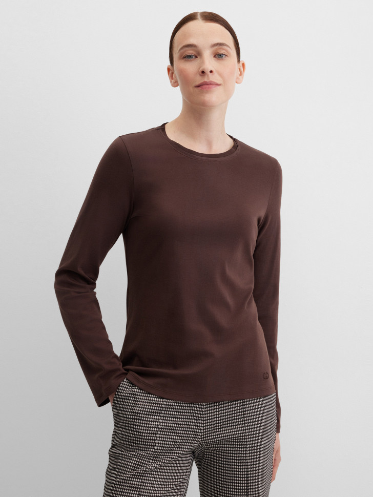 Лонгслив полуприлегающий базовый из хлопка Pima Cotton