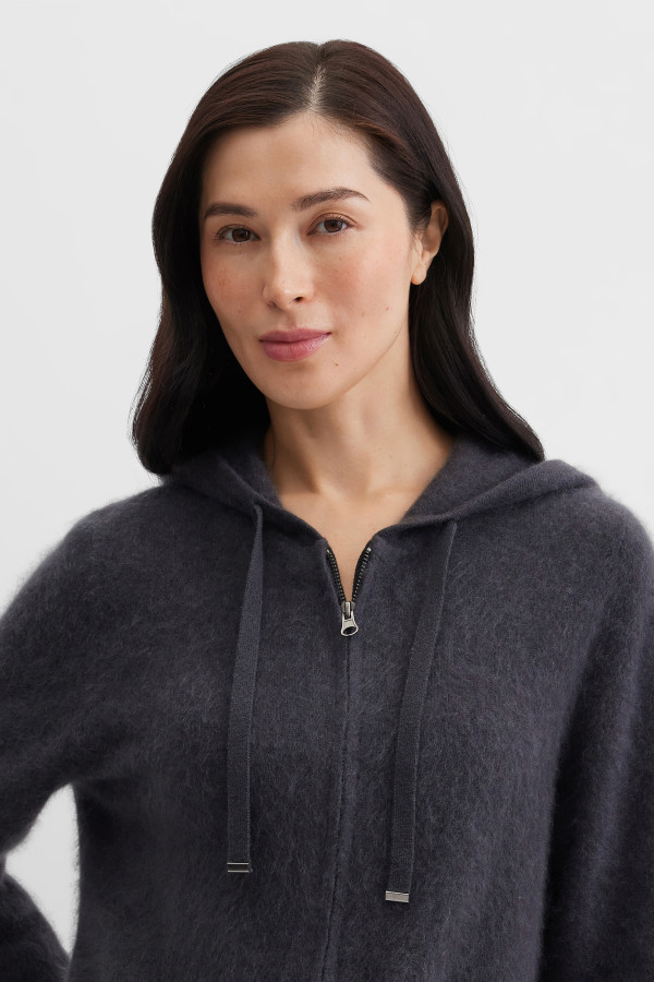 Кардиган шерстяной на молнии с капюшоном