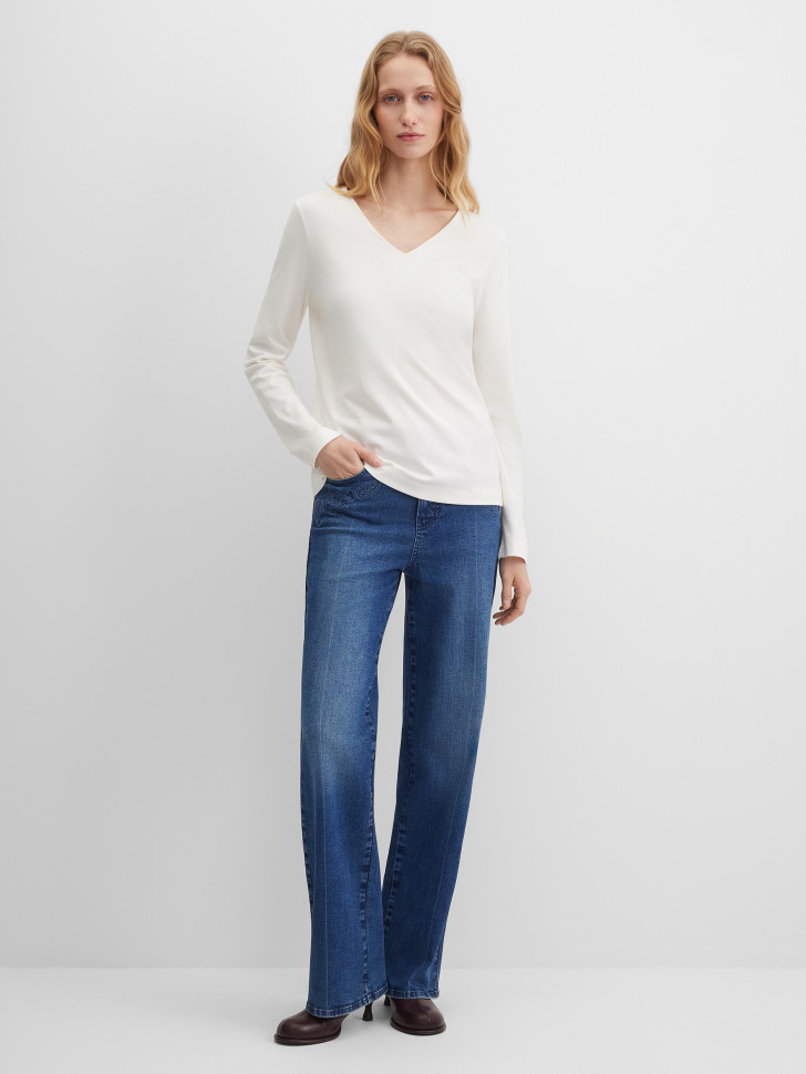 Лонгслив полуприлегающий из хлопка Pima Cotton