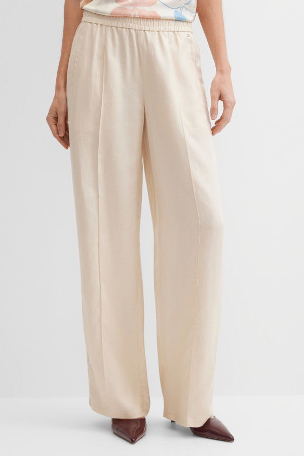 Брюки широкие со льном на резинке