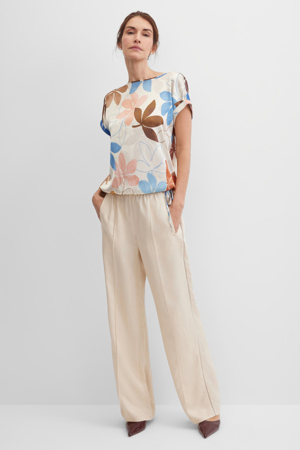 Брюки широкие со льном на резинке