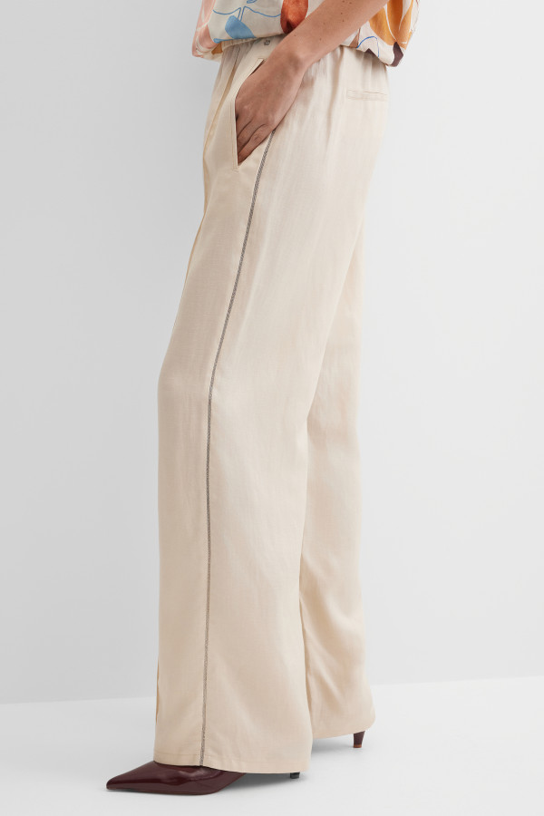 Брюки широкие со льном на резинке