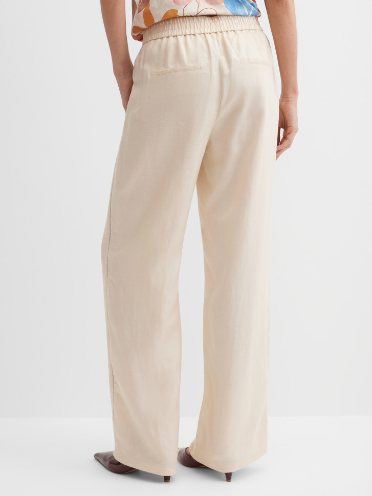 Брюки широкие со льном на резинке
